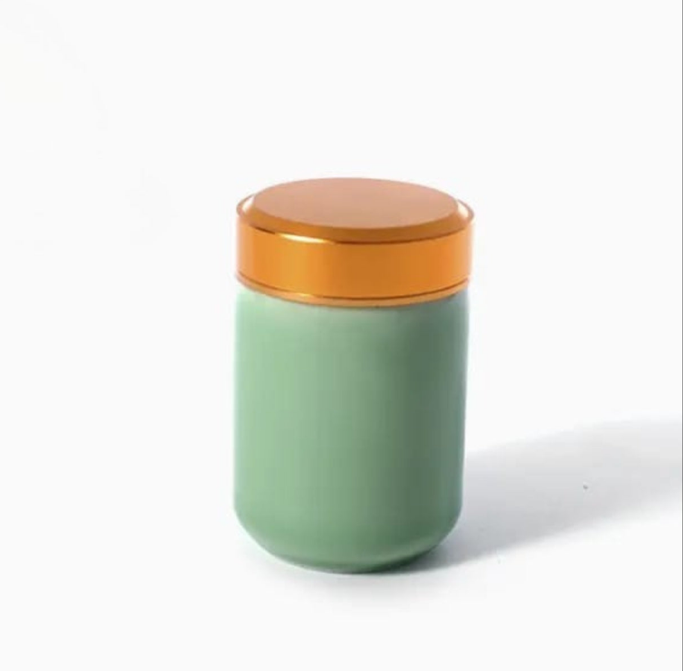 Ceramic Matcha Storage Jar – 100ml | Leaf-Textured Design