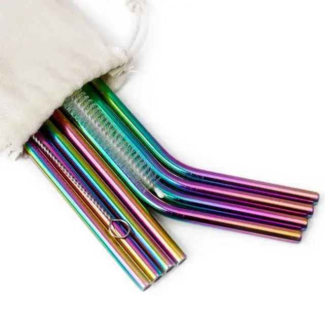 Eco-friendly stainless steel straws set with cleaning brushes