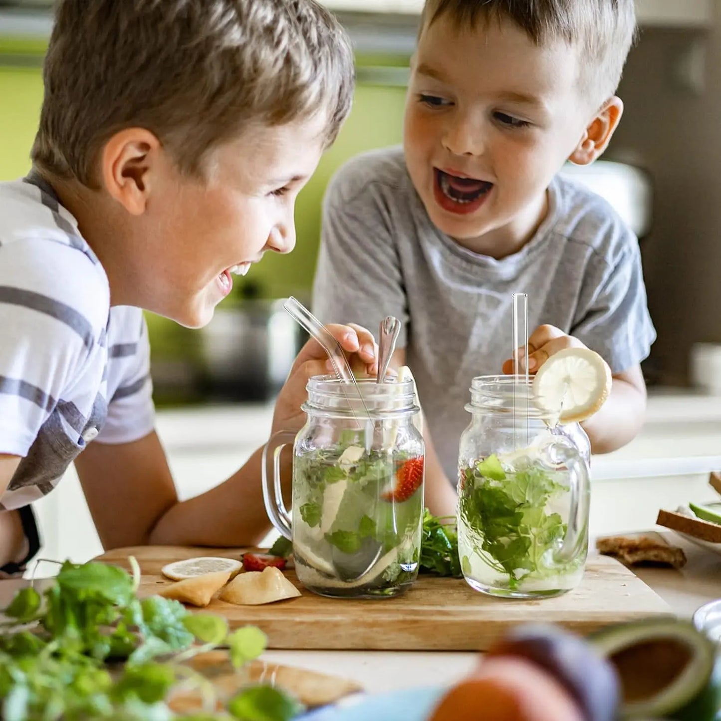 Glass Straws Set (4-Pack) – Eco-Friendly & Reusable with Cleaning Brush Blendit