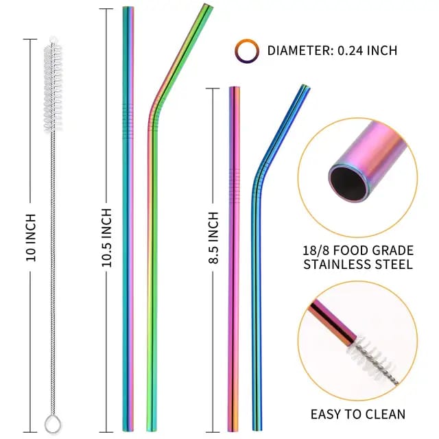 Eco-Friendly Stainless Steel Straws Set β 3 Straws + 2 Brushes πβ»οΈ Blendit