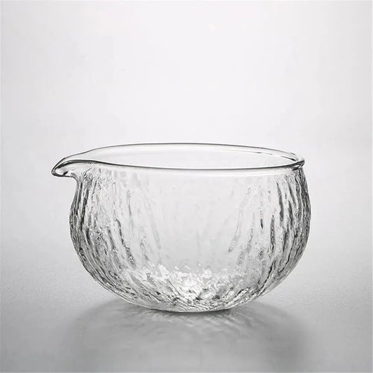 Handmade Japanese Style Matcha Bowl with Pouring Spout – Textured Glass Chawan 400ml Blendit