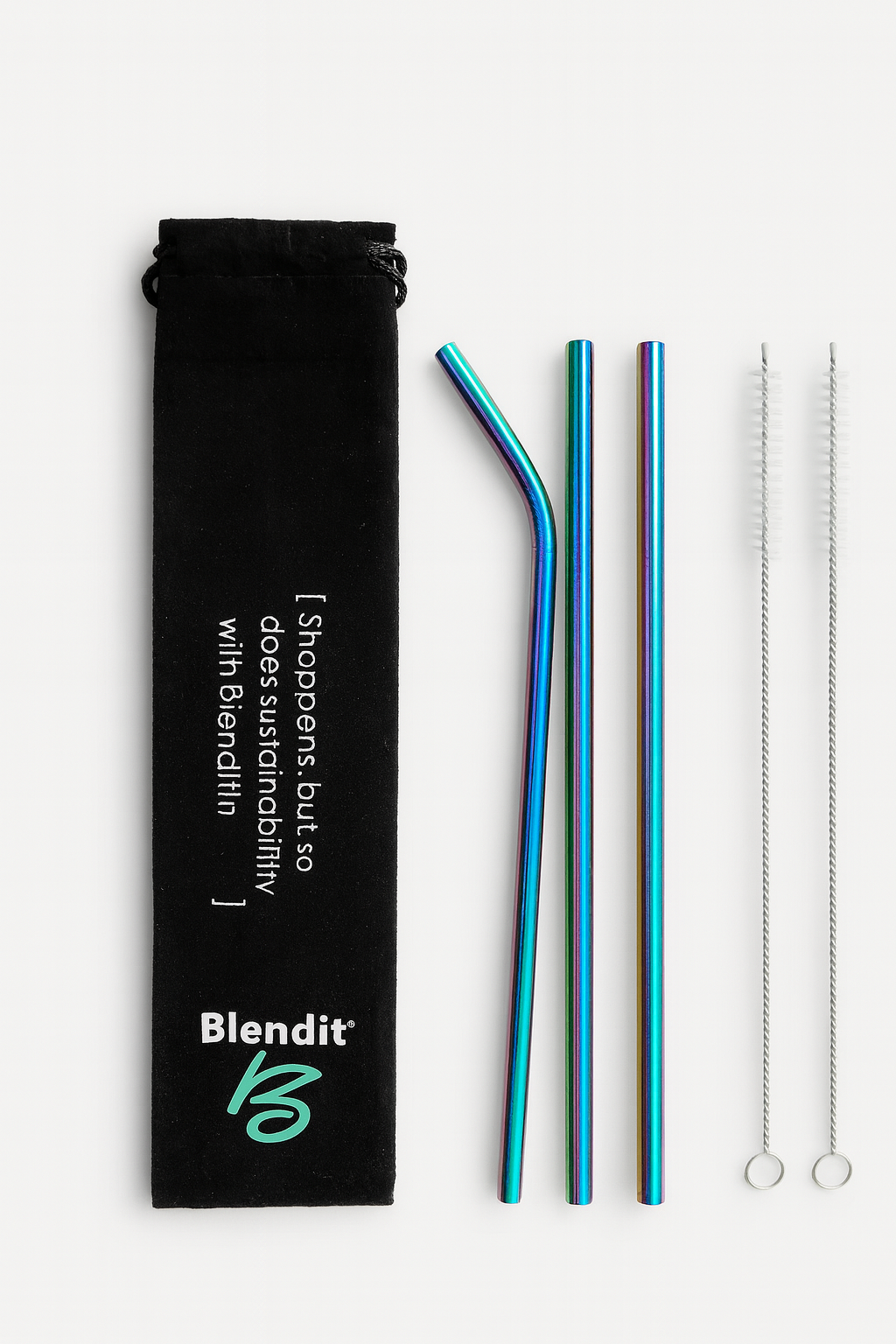 Eco-friendly stainless steel straws set with cleaning brushes