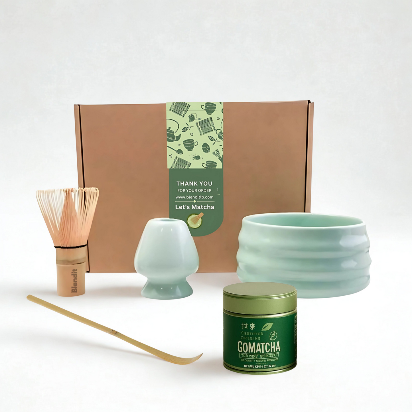 Matcha Ceremonial Set – 4-Piece Matcha Tools PLUS 30g Organic GoMatcha Blendit