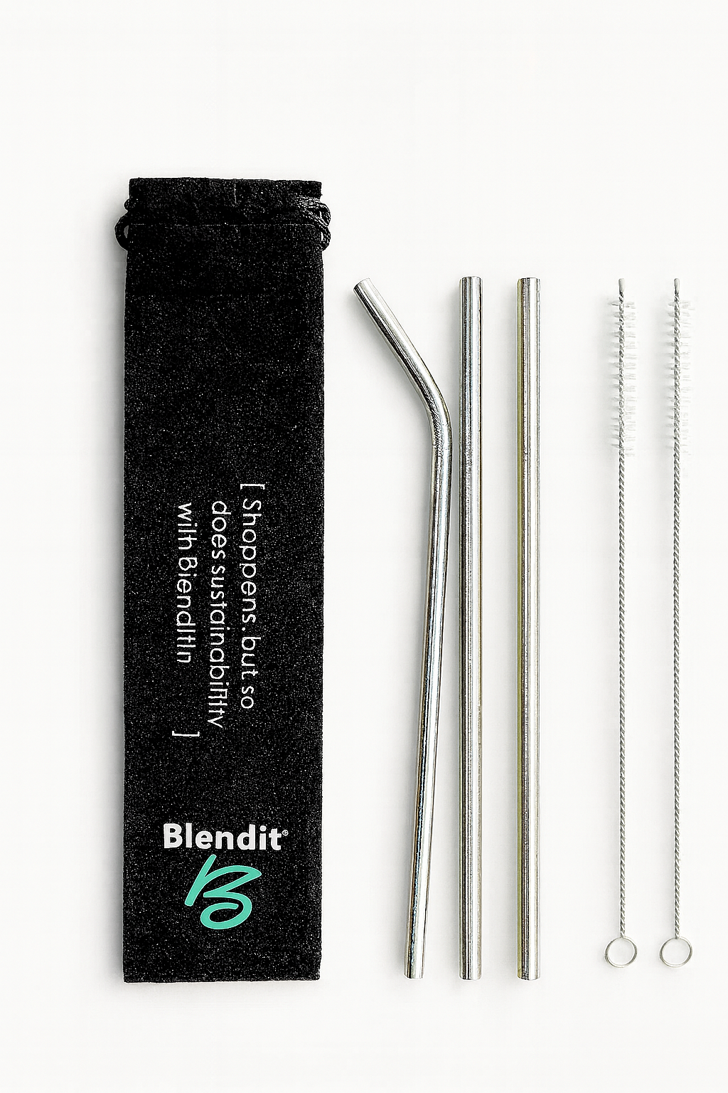 Eco-friendly stainless steel straws set with cleaning brushes