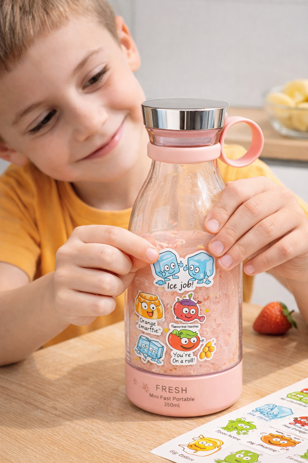 Kids Limited Edition Fresh Juice Blender (350ML) + FREE Stickers
