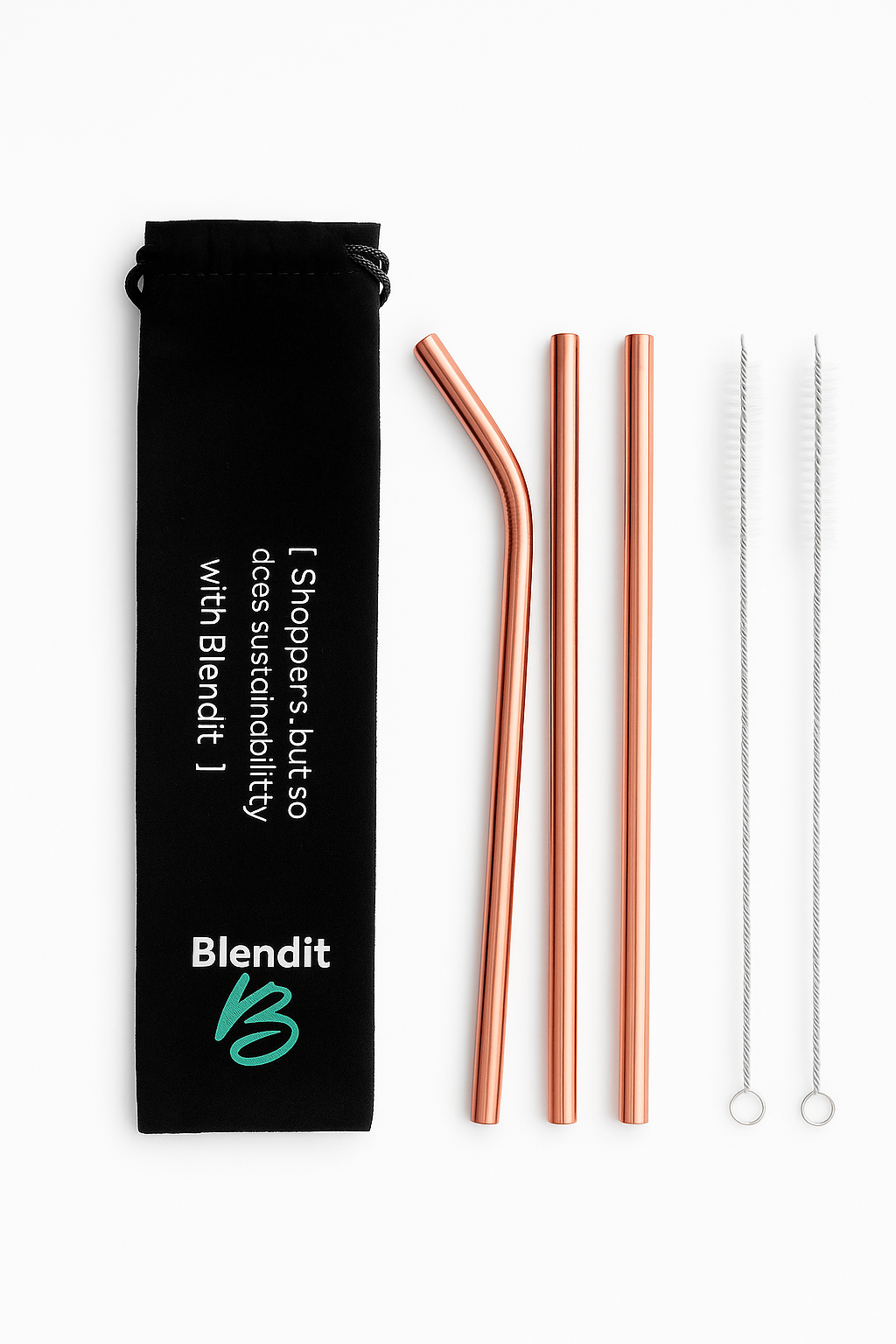 Eco-Friendly Stainless Steel Straws Set β 3 Straws + 2 Brushes πβ»οΈ Blendit