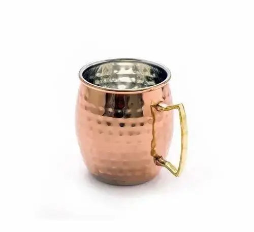 Hammered stainless steel mug with copper finish β perfect for Moscow Mule, cocktails, and iced drinks