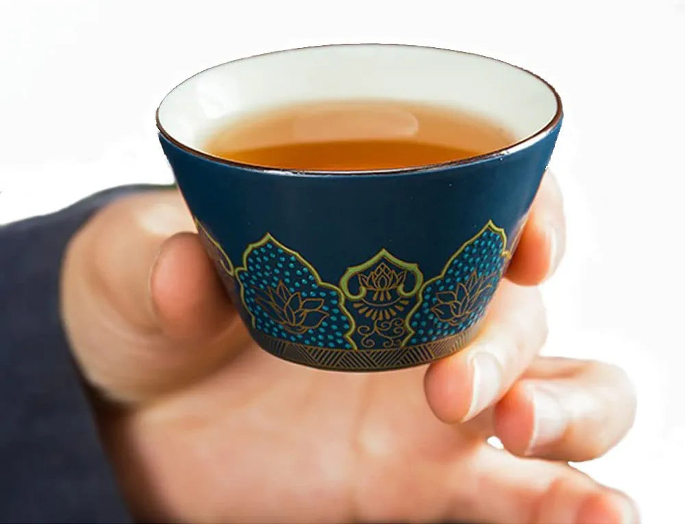 Luxury Portable Ceramic Tea Set with Leather Travel Case – Traditional Gongfu Style - Limited Edition Blendit