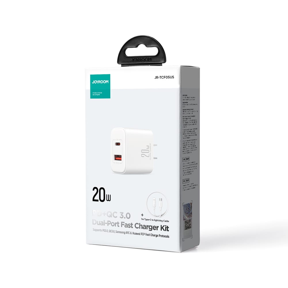 Blender Fast Charging Adapter.        JOYROOM original Flash Series 20w A+C  Dual-Port charger