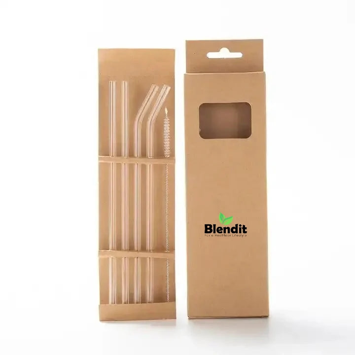 Reusable Glass Straws Set — 4 Pieces