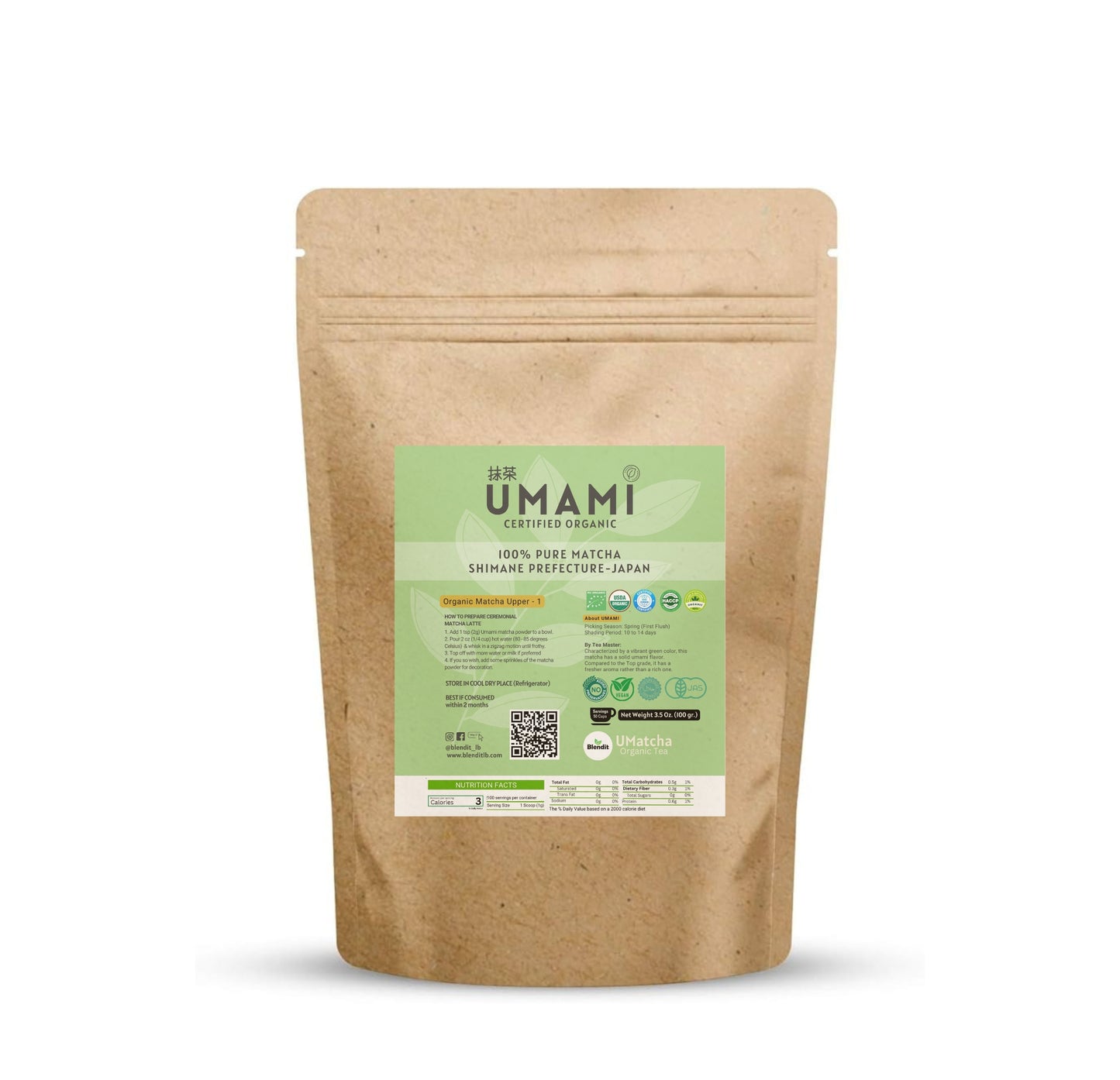 Premium Organic Umami Matcha Powder from Japan in 100gr Pack