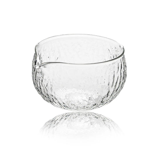Handmade Japanese Style Matcha Bowl with Pouring Spout – Textured Glass Chawan 400ml Blendit